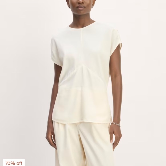 Everlane The Drape Top in Butterlite Bone 100% Tencel Cap Sleeve Zip Back 14 - Picture 3 of 15